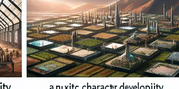 火星殖民地中的人类生活与建筑场景。